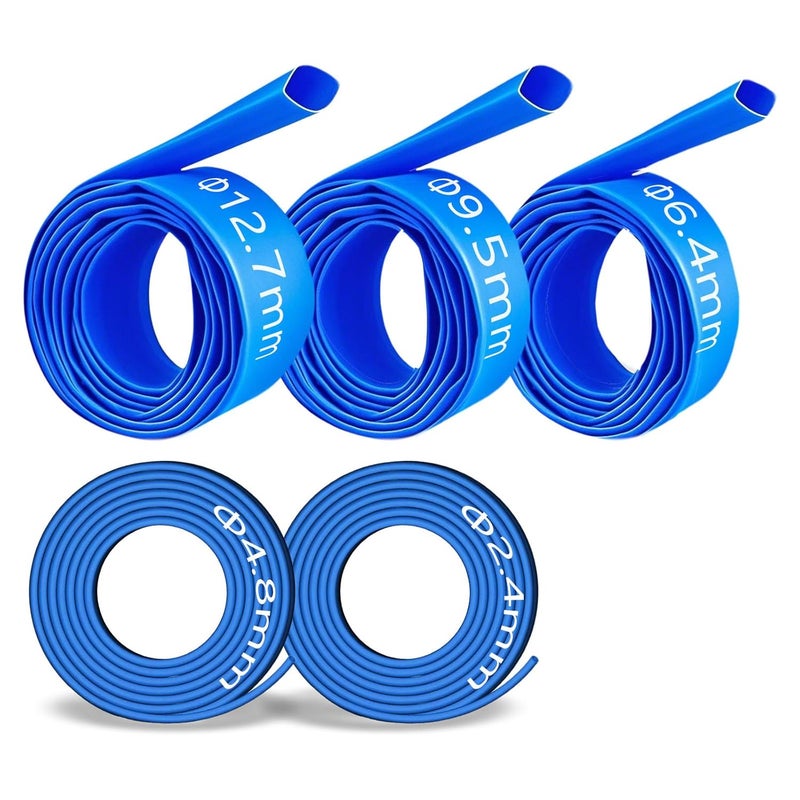 Eugiichr 5-Size Heat Shrink Tubing Kit: 3:1 Adhesive Lined, Marine Grade Waterproof, Insulated Sealed, Oil-Proof & Wear-Resistant, 10-Foot Total Length - for Home Use & Industrial Applications (Blue) - Image 1